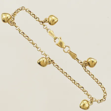 Armband Ärtlänk med fem berlocker längd 16cm bredd 2,4mm defekt lås 18K Vikt: 4,1 g