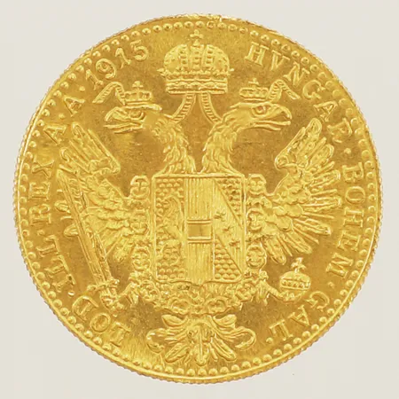 Mynt 1 Dukat Ø20mm Franz Joseph I Österrike 1915 23K Vikt: 3,5 g