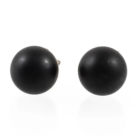 Örhängen matterad svart agat Ø8,5mm silver 925/1000 2,0g.