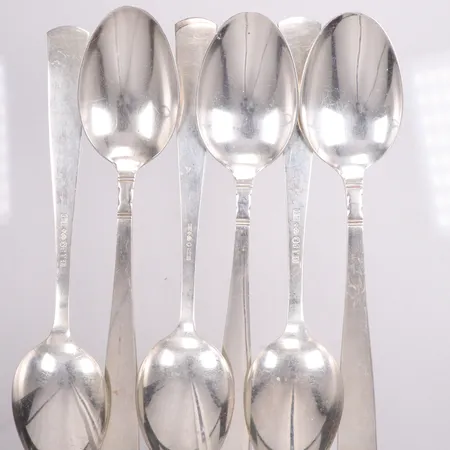 6 bordsskedar Rosenholm 18cm GAB år 1968 silver 830/1000  Vikt: 251 g