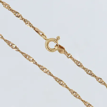 Kedja Singapore längd 42cm bredd 1,7mm 14K. Vikt: 2,4 g