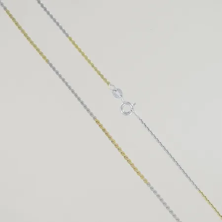 Halskedja 2färger längd 76 cm bredd 2 mm, silver 925/1000 Vikt: 6,5 g