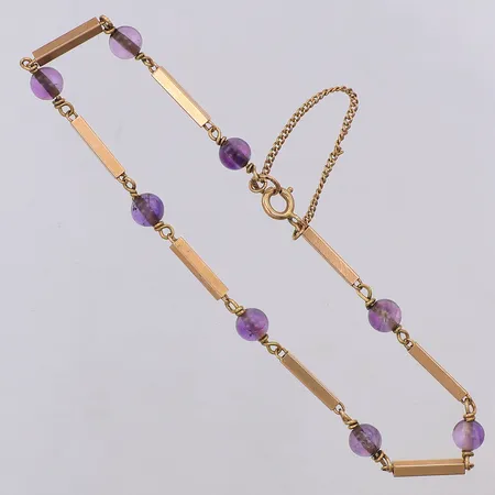 Armband Stavlänk ametister Huskvarna längd 20cm bredd 2-5mm, 18K Vikt: 5,1 g
