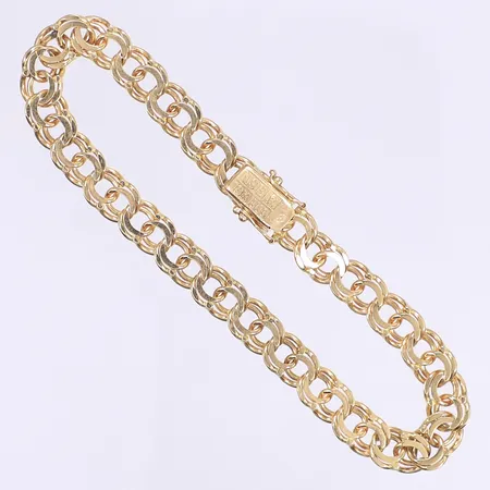 Armband Bismarck 20,5cm bredd 8mm svenska stämplar 1994 bruksslitage 18K Vikt: 18,9 g