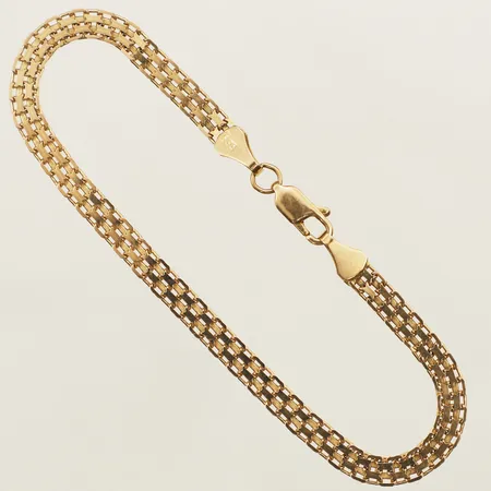Armband X-länk längd 20cm bredd 4,4mm 14K Vikt: 5,4 g
