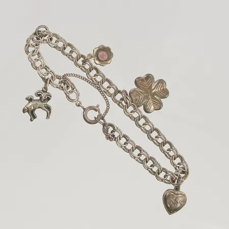 Armband 17cm Bismarck med 4 Berlocker silver s830/1000 11,6g.