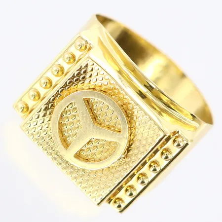 Ring stl:22, bredd 6-18mm, OBS! ej märkesdesign, mindre skevhet, 14K Vikt: 5,9 g