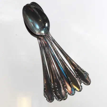 6 Kaffeskedar, 12,5cm, modell: Haga, 830/1000 silver Vikt: 93,9 g
