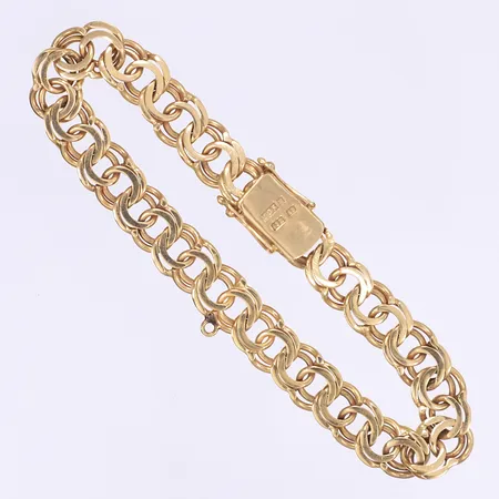 Armband Bismarck 19cm bredd 9mm ögla för en berlock svenska stämplar 18K Vikt: 19,9 g