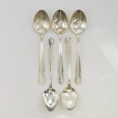 5 Skedar Chippendale 15cm 830/1000 silver, Vikt: 146,9 g