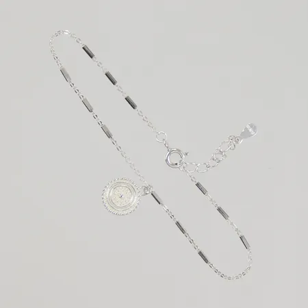 Armband med berlock 16cm bredd 1,1mm, berlock Ø9,7mm, Glitter, 925/1000 silver, Vikt: 1,4 g