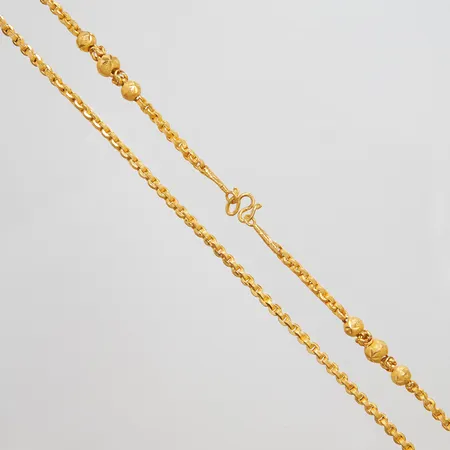 Collier med integrerade kulor längd ca 52,5cm, bredd 4mm, Thaiguld, 23K, 1 baht Vikt: 15,2 g