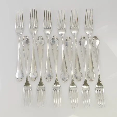 12 Smörgåsgafflar Disa 14,3cm, 830/1000 silver, Vikt: 252,9 g