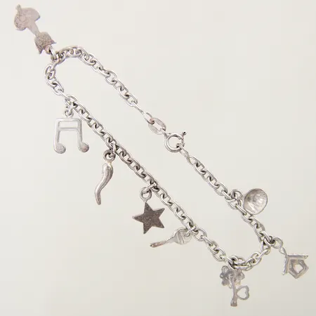 Armband Ankar med åtta berlocker längd 19cm bredd 3,8mm silver 925/1000 Vikt: 10,1 g