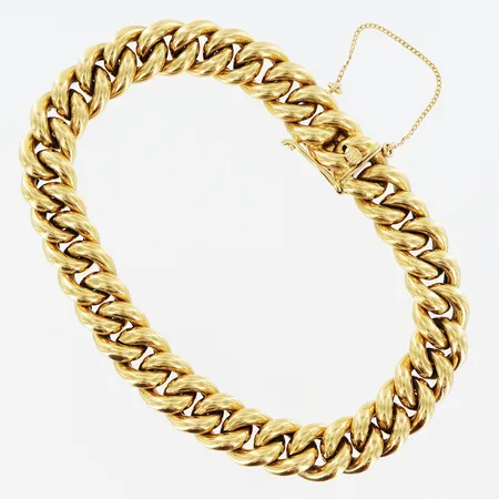 Armband Pansar längd 19,5cm bredd 8,5mm, ihålig länk, säkerhetskedja, 18K Vikt: 17,2 g
