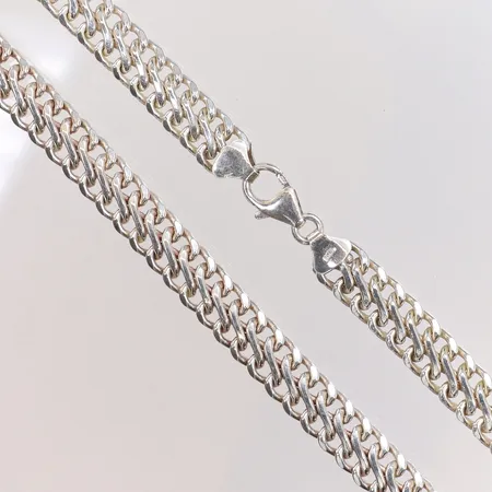 Halskedja Rävsvans, längd 46cm, bredd 8mm, GHA, något ojämn, 925/1000 silver Vikt: 44,7 g