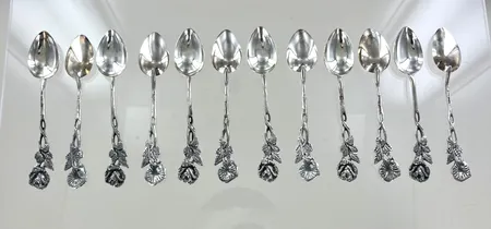 Skedar 12st längd 11 cm, GEWE silver 830/1000 Vikt: 136,6 g