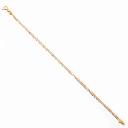 Armband halvstel tvinnad längd 18cm bredd 2,5mm, 18K 2,2g.