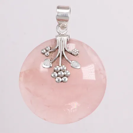 Hänge med rosenkvarts längd 5cm bredd 36,6mm silver 925/1000 Vikt: 20,9 g
