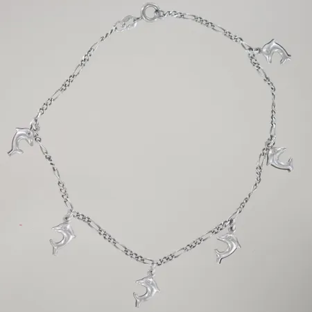 Vristlänk med berlocker längd 23,5 cm bredd 2mm,silver 925/1000   Vikt: 3,9 g