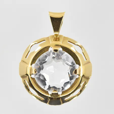 Hänge med vit sten Ø21 mm, 18K. Vikt: 3,1 g