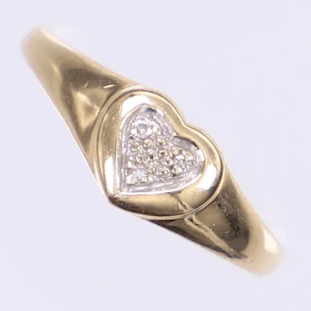 Ring hjärta med små diamanter 3x ca 0,005ct stl:16 bredd 1-6mm 18K Vikt: 1,8 g