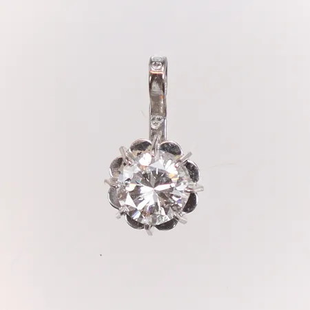 Hänge i vitguld med diamant 1xca0,45ct (kvalitet ca TW/VS1-VVS) 6x7mm GD&Co (Guldvaruaktiebolaget G. Dahlgren) Malmö, 18K Vikt: 0,5 g