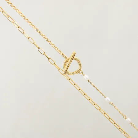 Collier Ankar med odlade pärlor Syster P längd 42,5cm bredd 0,7-6mm förgylld silver 925/1000 Vikt: 5,6 g