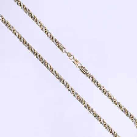 Halscollier 41cm bredd 4mm Italien tvåfärgad 18K Vikt: 19,4 g