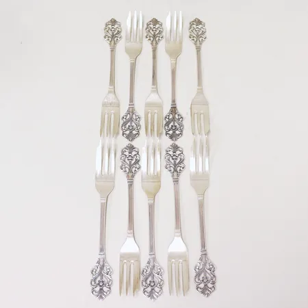 10 tårtgafflar 14,5cm norsk modell, silver 830/1000 Vikt: 175,2 g