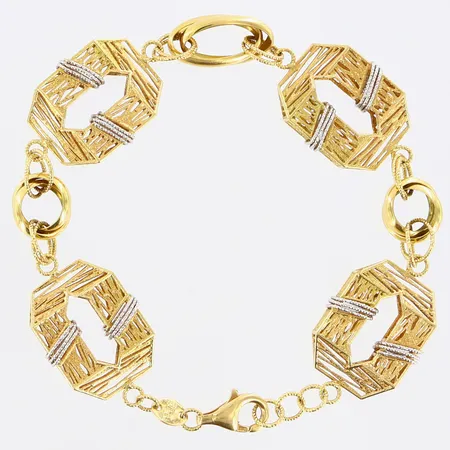 Armband med vitguldsdetaljer längd 20-21,5cm, bredd 10-17mm, 18K Vikt: 22,3 g