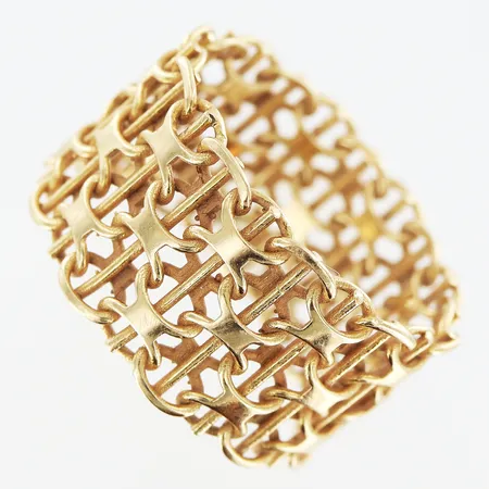 Ring X-länk med stav stl:17½, bredd 12mm, 18K Vikt: 5,3 g