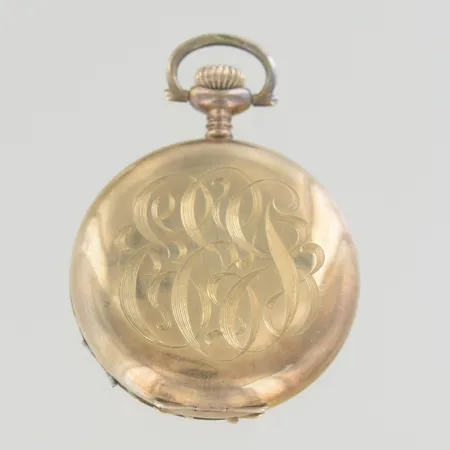 Fickur Waltham helguld diam 33 mm, löst lock går ej 14K bv  31,15 gr 