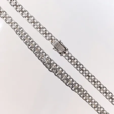 Collier doserad X-länk 44,5cm bredd 7mm, visst slitage J&A Köping 1985, silver 830/1000 Vikt: 21 g