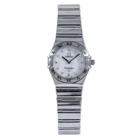 Damur Omega Constellation My Choice stål quartz 23mm safirglas, pärlemorurtavla, länk i stål, innermått 18,5cm, går ej - batteribyte krävs?