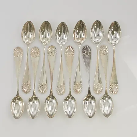 12 Mockaskedar 10,3cm Snäck, 830/1000 silver, Vikt: 106,1 g