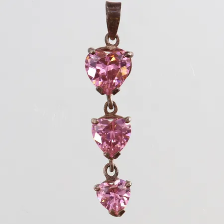 Hängen med rosa stenar 36x8mm Silver 925/1000. Vikt: 3 g