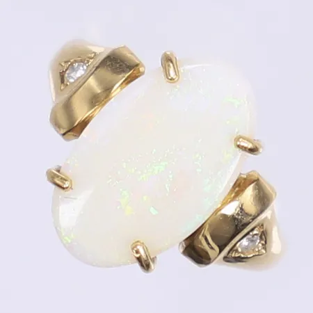 Ring skimrande sten och diamanter 2x ca 0,005ct stl:17½ bredd 2-15mm 18K Vikt: 4,4 g