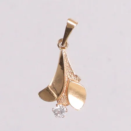 Hänge med vit sten längd 2,5cm 18K Vikt: 0,6 g