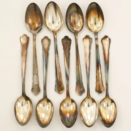 Nio skedar längd 11,5cm modell:Chippendale GAB silver 830/1000 Vikt: 123,2 g