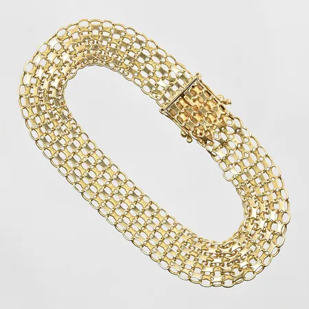 Armband X-länk längd 20 cm bredd 12 mm, slitage vid lås, 18K. Vikt: 17,9 g