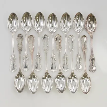 Kaffeskedar 13st Olga 122mm, silver s830/1000 196,6g.