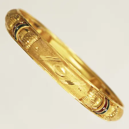 Armring med emalj Ø6,5cm bredd 10,1mm ostämplat 21K Vikt: 20,6 g