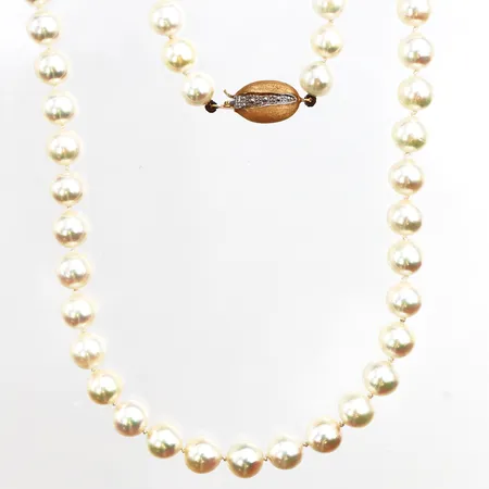 Pärlcollier med odlade pärlor, 48cm, bredd: 6,7mm, lås i 18K Vikt: 0 g