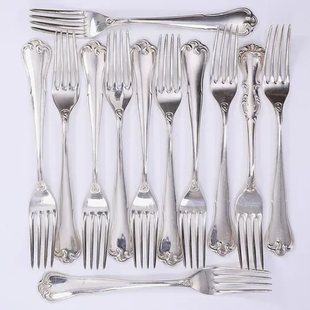 12 Bakelsegafflar 14,5cm modell Symfoni Mema silver 830/1000 Vikt: 303 g