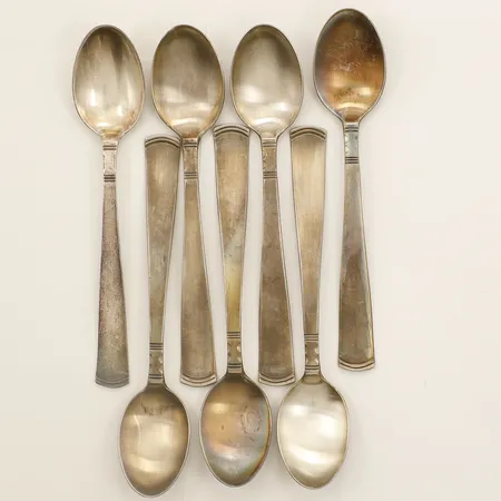 Sju kaffeskedar längd 12cm silver 830/1000 Vikt: 116,5 g