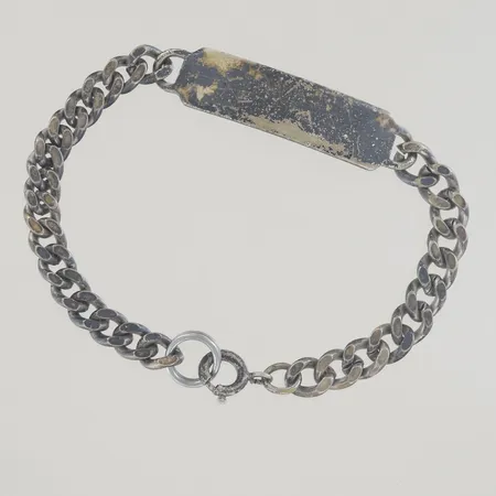 Armband pansar meed bricka längd 18,5 cm bredd 6-10 mm, nysilver Vikt: 14,1 g