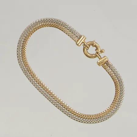 Armband tvåfärgat 18cm, bredd:5,2mm 18K 7,2g.
