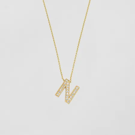 Kedja Ankar längd 42-45 cm bredd 1 mm med integrerat hänge bokstaven N med diamanter, hängets stl:9x8mm, 18K. Vikt: 2,1 g