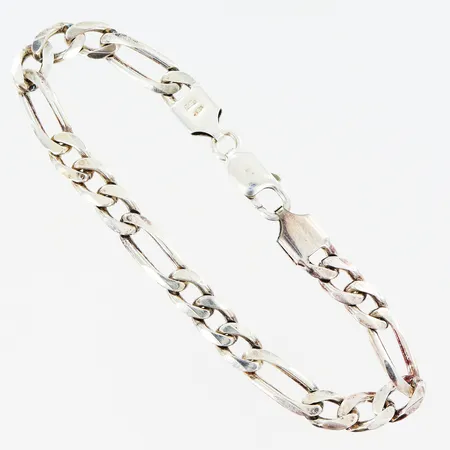 Armband Figaro Guldfynd längd 20,5cm bredd 7mm, silver 925/1000 Vikt: 16 g